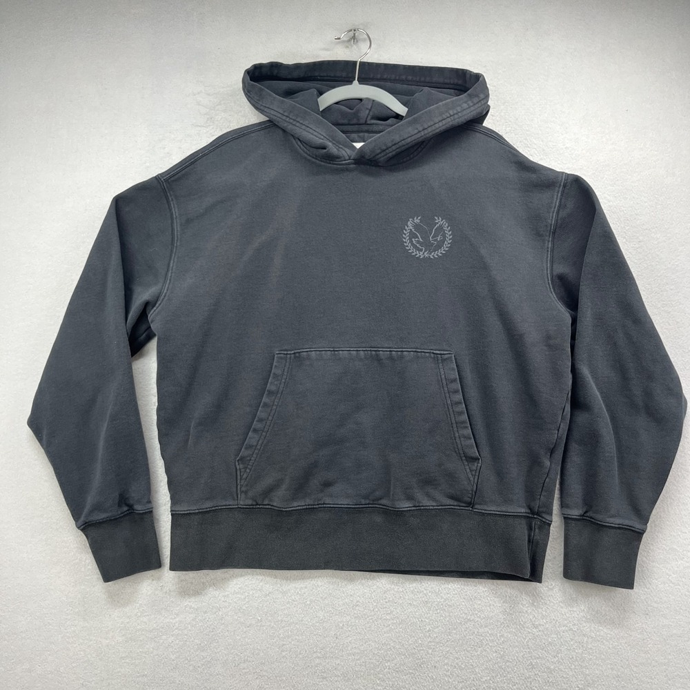 American Eagle Hoodie Women Medium Black Relaxed Fit Graphic Pullover Sweatshirt